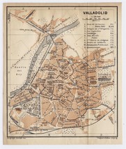 1913 Original Antique City Map Of Valladolid / Castile And Leon / Spain - £16.82 GBP
