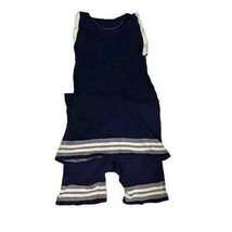 1920s Rare Antique 2 Pc Womens 2 Tone Cotton Bathing Suit Navy/White Str... - $221.71