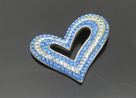 SWAROVSKI 925 Silver - Vintage Blue Crystal Open Love Heart Pendant - PT15722 - £31.20 GBP