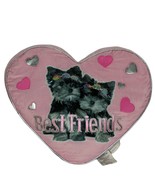 Yorkie Puppy Dogs Best Friends Pink Heart Glitter Plush Stuffed Pillow 19&quot; - £41.11 GBP