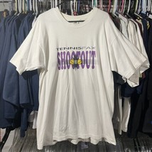 Tennisfax Shootout Adult XL White T Shirt Fruit Of The Loom Vintage 1990s - $13.49