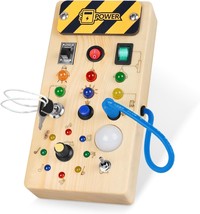 Montessori Wooden Busy Board With 8 Led Light Switches, Sensory Toys Light - $32.99