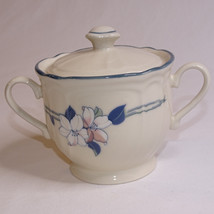 Epoch Apple Blossom Sugar Bowl Pretty Flowers Blue Pink And White In Color Bowl - $2.90