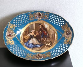 Vtg Victorian Royal Vienna Style Cries of London Sweet Oranges Pierced 10&quot; Bowl - £22.57 GBP