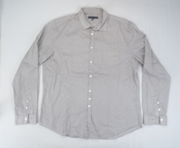 John Varvatos Button Up Shirt Men&#39;s Size L Gray Long Sleeve Pattern Dobby - $35.61