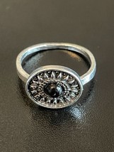 Vintage Black Onyx Stone Woman Silver Plated Statement Ring  - £6.30 GBP