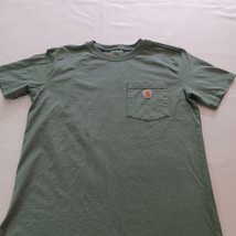 Carhartt Original Fit Men's Green Cotton Blend Workwear Shirt Pocket Size S(4/6) image 7