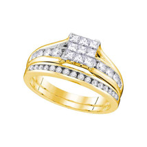 14kt Yellow Gold Princess Diamond Bridal Wedding Engagement Ring Set 1.00 Ctw - £1,243.33 GBP