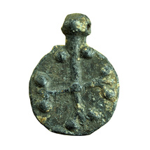 Byzantine Lead Seal Coin Pendant Cross 19x25mm 8-9 Century AD 03100 - £25.65 GBP