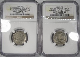 1916 Split Planchet Error 5 Cent Rare! EM663 - £748.17 GBP
