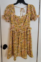 Womens 2 Shein Yellow Multicolor Floral Print V-Neck Dress - $8.91