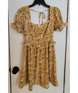 Womens 2 Shein Yellow Multicolor Floral Print V-Neck Dress - $8.91
