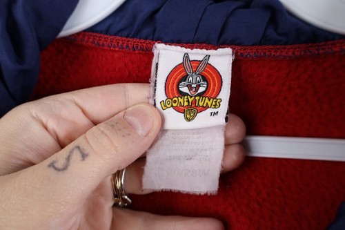 Vtg 90s Looney Tunes Womens 26 / 28 W Trouble Maker Taz She Devil Fleece Hoodie Item image 10