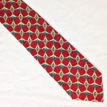 Claiborne Men&#39;s 100% Silk Neck Red w/ Diamond Pattern Tie  58&quot;in. New - £6.91 GBP