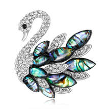 Abalone Shell &amp; Cubic Zirconia Silver-Plated Swan Brooch - $16.99