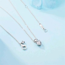 925 Sterling Silver Double Heart Pendant Sparkling Collier Necklace 45CM - £18.22 GBP