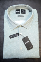 HUGO BOSS Hombre Hank Kent Viaje Ajustado Rendimiento Elástico Camisa 42 - £51.39 GBP