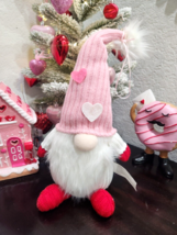 Valentines Gnome Red Pink HeartsPlush Shelf Sitter Doll Tabletop Home Decor 19.5 - £17.50 GBP