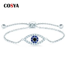 925 Sterling Silver 0.1ct 3mm D VVS1 Diamond with GRA Devil Eye Moissanite Brace - £35.61 GBP