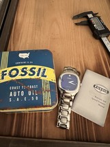 Fossil Arkitekt Fs2998 Blue Dial New Battery Stainless Steel - $40.00