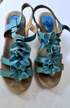 bolo Women’s Blue Flower Wedge Sandals Size 6 - $59.99