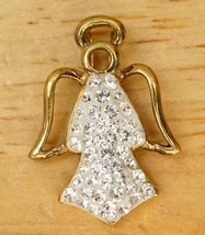 AU 925 Gold Vermeil Jewelry Rhinestone Angel Halo Christian Necklace Charm - $14.84