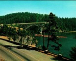 Canoe and Deception Pass Bridges Washington WA UNP Chrome Postcard - $3.91
