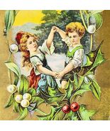 A Merry Christmas 1910s Greeting Postcard Embossed Mistletoe Holly PCBG6B - €21,33 EUR