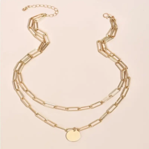Paper Clip 6mm Layered Chain Necklace Gold - £11.32 GBP