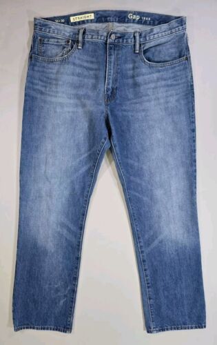 Gap 1969 Jeans Mens 36x30 Blue Medium Wash Straight Fit Actual 36x31 Whi... - $17.57