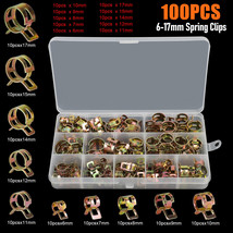 100PCS Hose Clamps Assortment Kit Spring Steel Clip Water Fuel Tube Air Pipe Set - £21.38 GBP