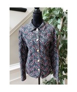 Coldwater Creek Blazer Jacket Women&#39;s XL Gray Embroidered Paisley Button... - $60.93 CAD