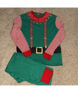 Wondershop Pajama Set Size L Green Red Christmas Elf Pants Top - $290.79 MXN