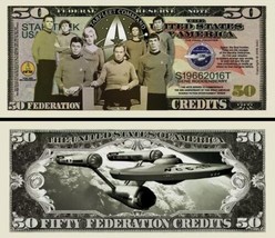 Star Trek 25 Pack Funny Money 50 Dollar Bill Federation Credits Collectible Note - £11.15 GBP
