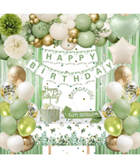 Sage Green Birthday Decorations, Green Gold Balloons Birthday Party Deco... - £28.16 GBP