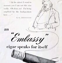 1952 Embassy Cigars G.K. Chesterton Advertisement Sphere UK Import E91A - €8,58 EUR