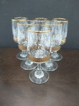 Vintage Etched &amp; Gold Trim Cordial Liquor Glasses by Dema 4-3/8&quot; H Set Of 6 - £25.11 GBP