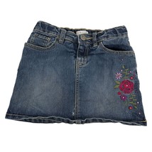 1989 Place Youth Girls Embroidered Floral Denim Skort Size 8 Stretch - £13.45 GBP