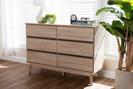 Yelena Light Oak and Dark Gray 6-Drawer Dresser - $9,007.41 MXN