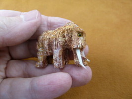 (Y-WOO-29) little red Woolly Mammoth carving SOAPSTONE stone figurine mammoths - £6.42 GBP