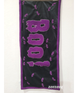 Halloween Velvet BEADED BOO Purple Black Table Runner 14 x 36&quot; - £25.59 GBP