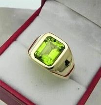 3Ct Radiant Cut Lab Created Peridot  Wedding Band Ring 14K Yellow Gold Plated - £125.71 GBP