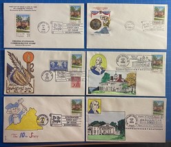 6 Different 25¢ Virginia Statehood FDCs / First Day Covers Scott #2345 (1988) - £7.97 GBP