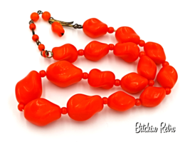 Western Germany Vintage Necklace with Orange Glass Beads in Organic Shapes - £13.58 GBP