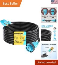 30 Amp 25 Feet RV Power Cord Twist Locking, Heavy Duty 10 Gauge 3 Wire S... - $127.57