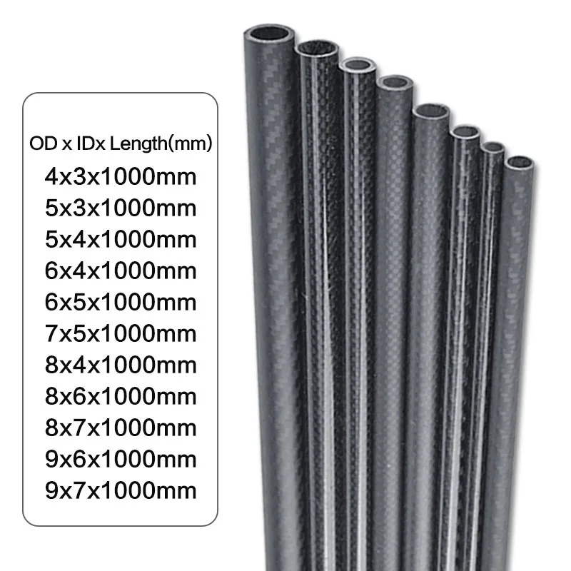 1Pcs 1000mm Length 3k Full Carbon Fiber Tube OD 4MM 5MM  6MM  7MM 8MM 9M... - £24.36 GBP+