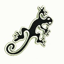 Back Patch Gecko Embroidered Iron On Large Salamander White Black Reptile Ani... - £19.48 GBP