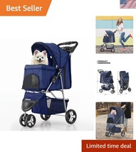 Navy Blue 3-Wheel Dog Stroller with Breathable Mesh &amp; Advanced Braking S... - €77,66 EUR