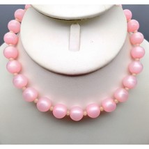 Vintage Moonglow Bubble Gum Necklace, Pretty Pastel Pink Beads Strand, Choker - £25.51 GBP