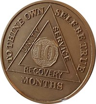 RecoveryChip 10 Month AA Medallion Large 1.5&quot; Heavy Premium Bronze Sobri... - £3.90 GBP